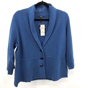 NWT Alfini Blue Button Front Sweater Jacket 2X